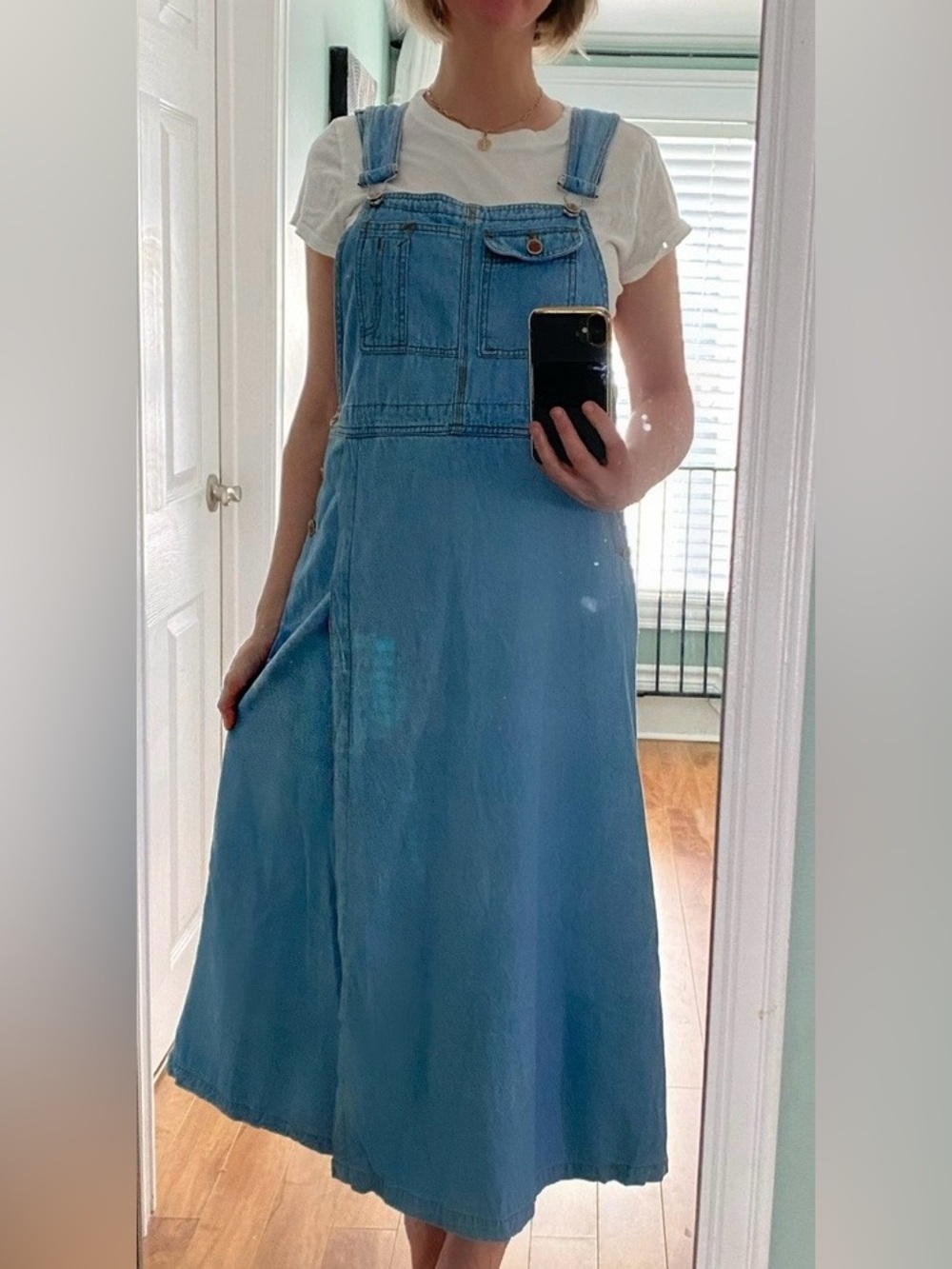Vintage Denim Maxi Skirtall by Rio Jeans |Light Blue Overall DRESS | Women’s S/M
